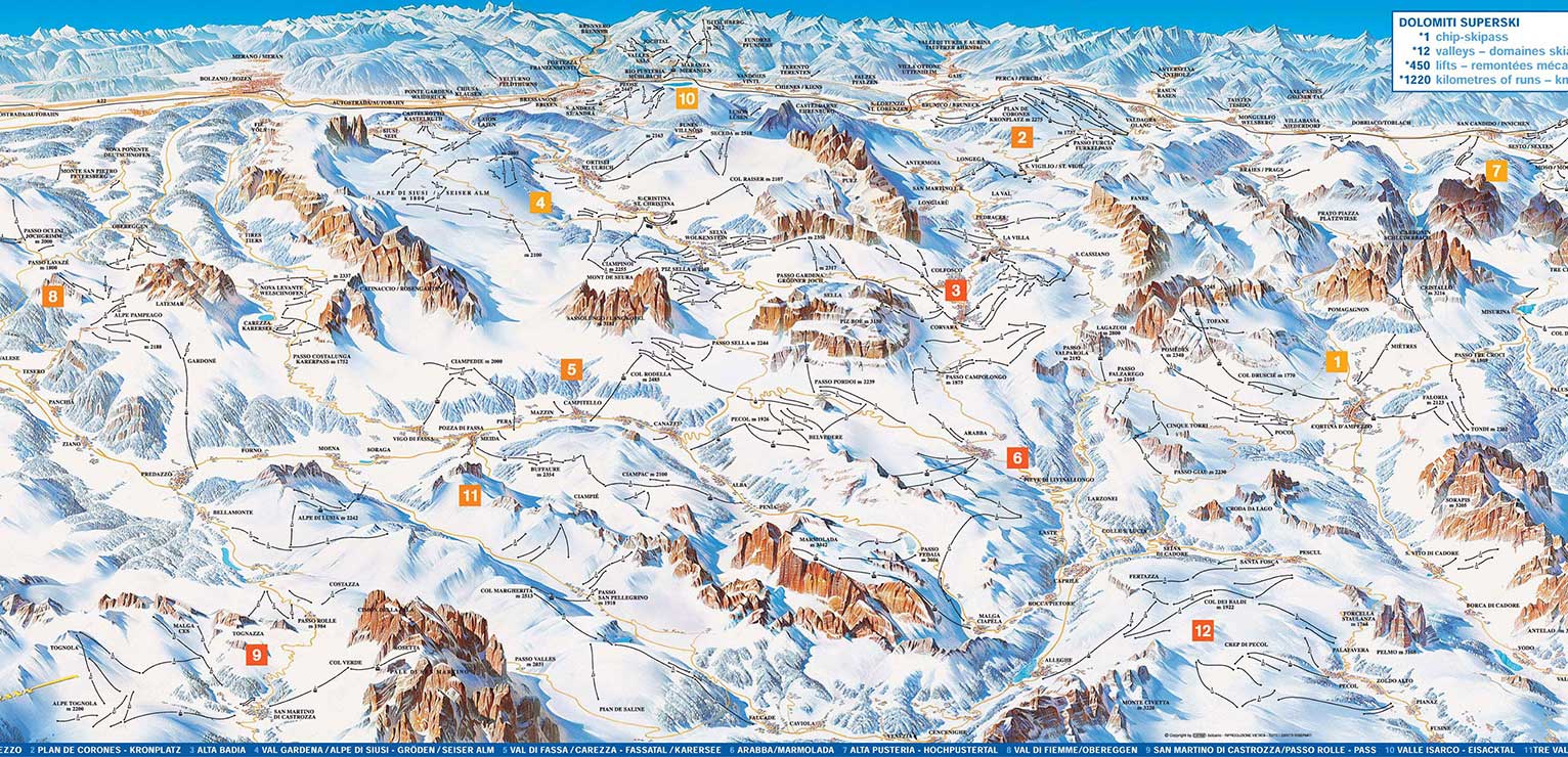 Dolomiti Superski map